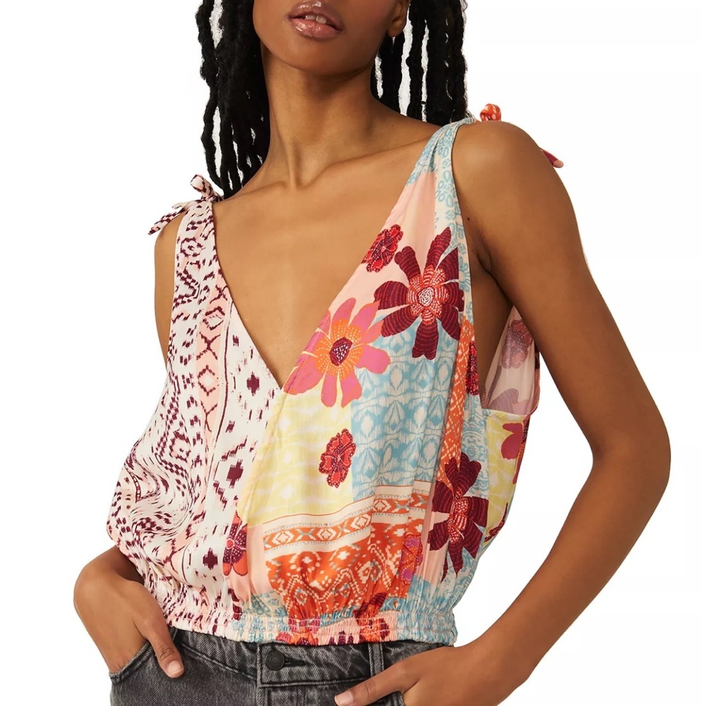 FREE PEOPLE Tied To You Printed Tank Top